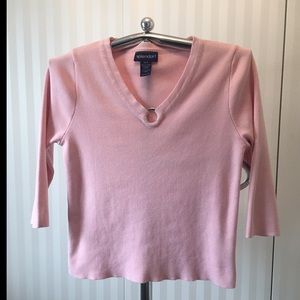 NWOT Splendor! pale pink knit top silver ring detail Size M